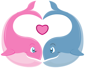 two heart shaped whales